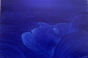 Vendita online opera di pittura a olio dal titolo "Nel blu" realizzata dall'artista contemporaneo Francesco Diana