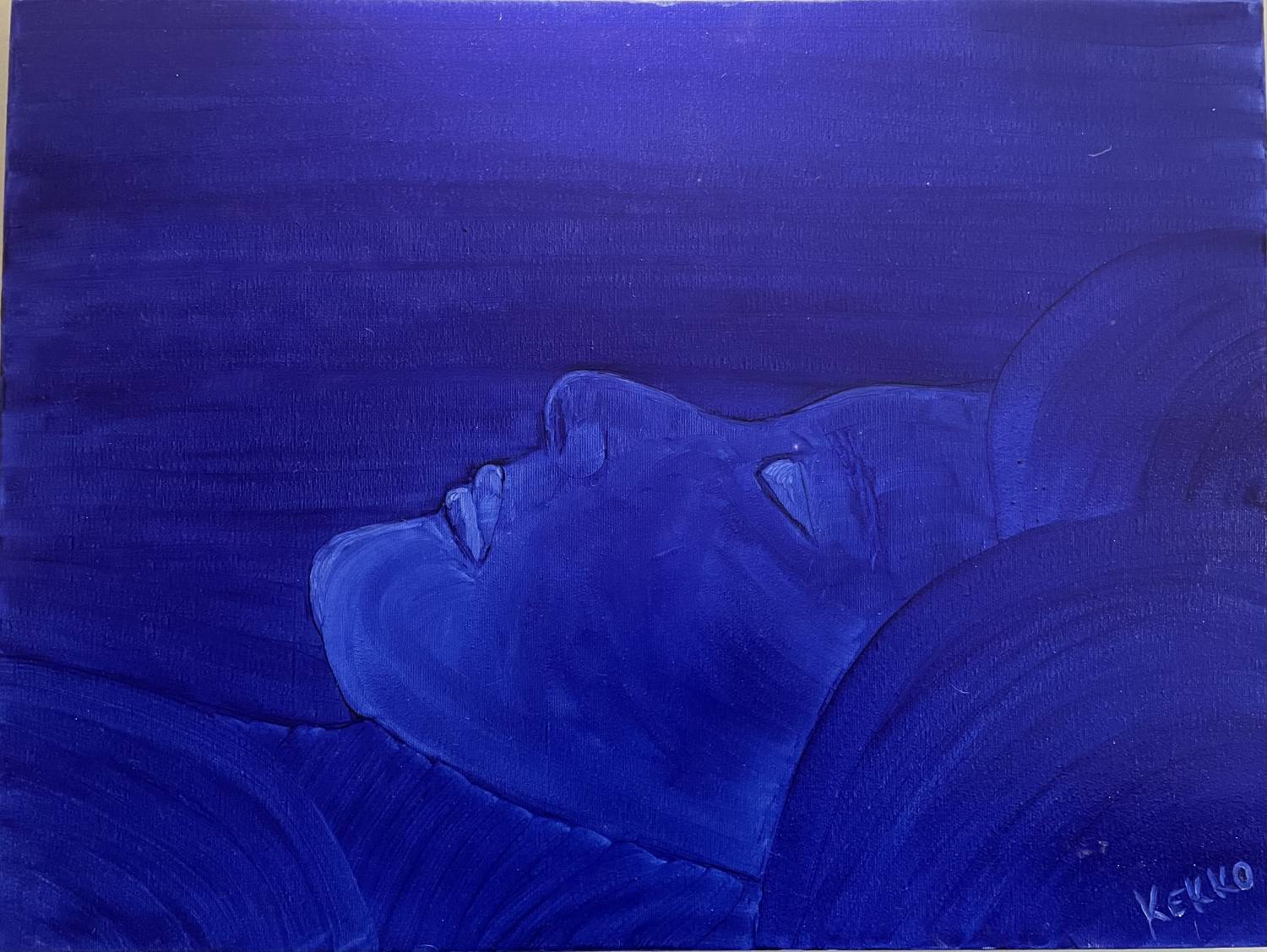 Vendita online opera di pittura a olio dal titolo "Nel blu" realizzata dall'artista contemporaneo Francesco Diana