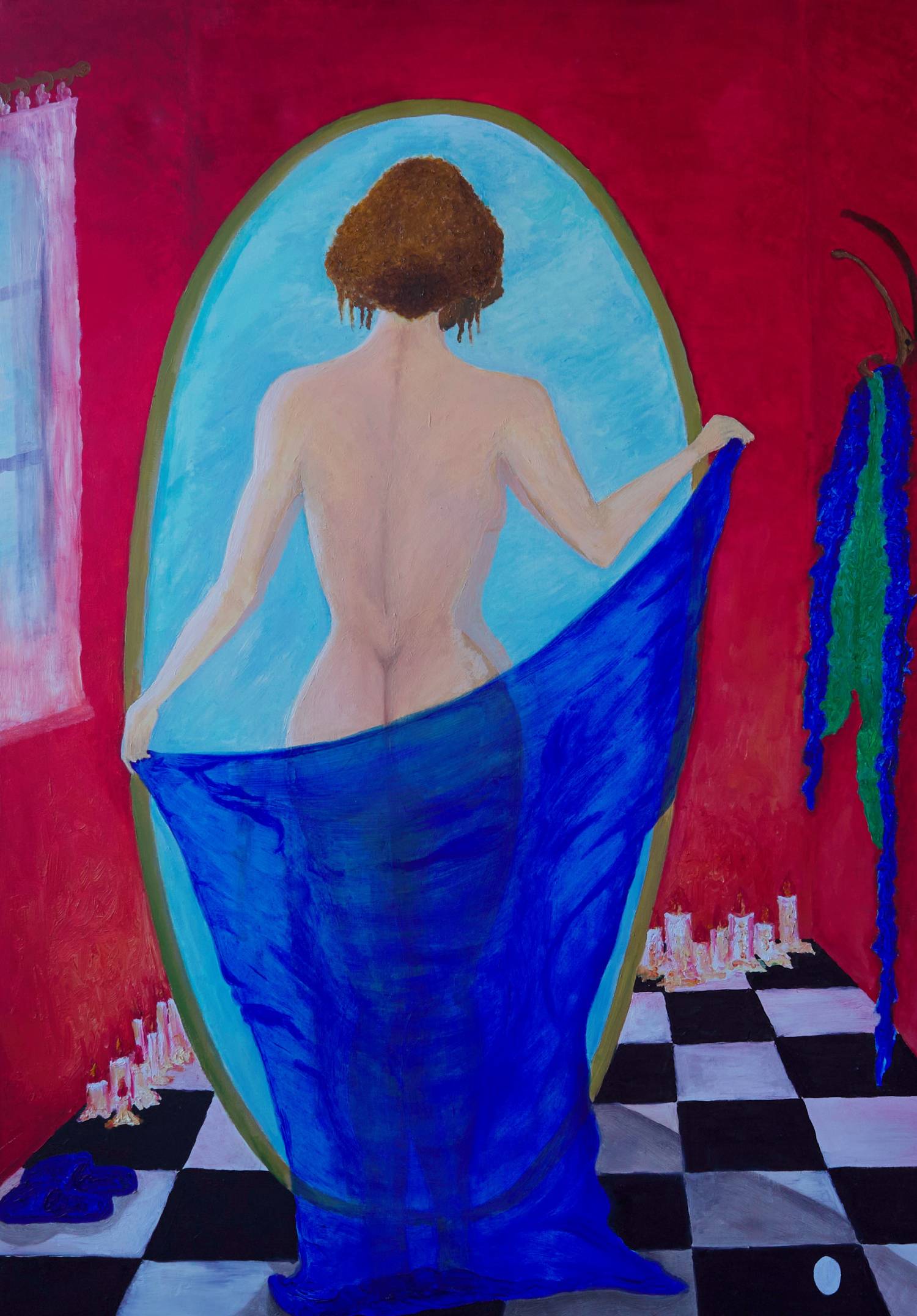 Vendita online opera di pittura a olio dal titolo "Nudo rispecchio" realizzata dall'artista contemporaneo Francesco Diana