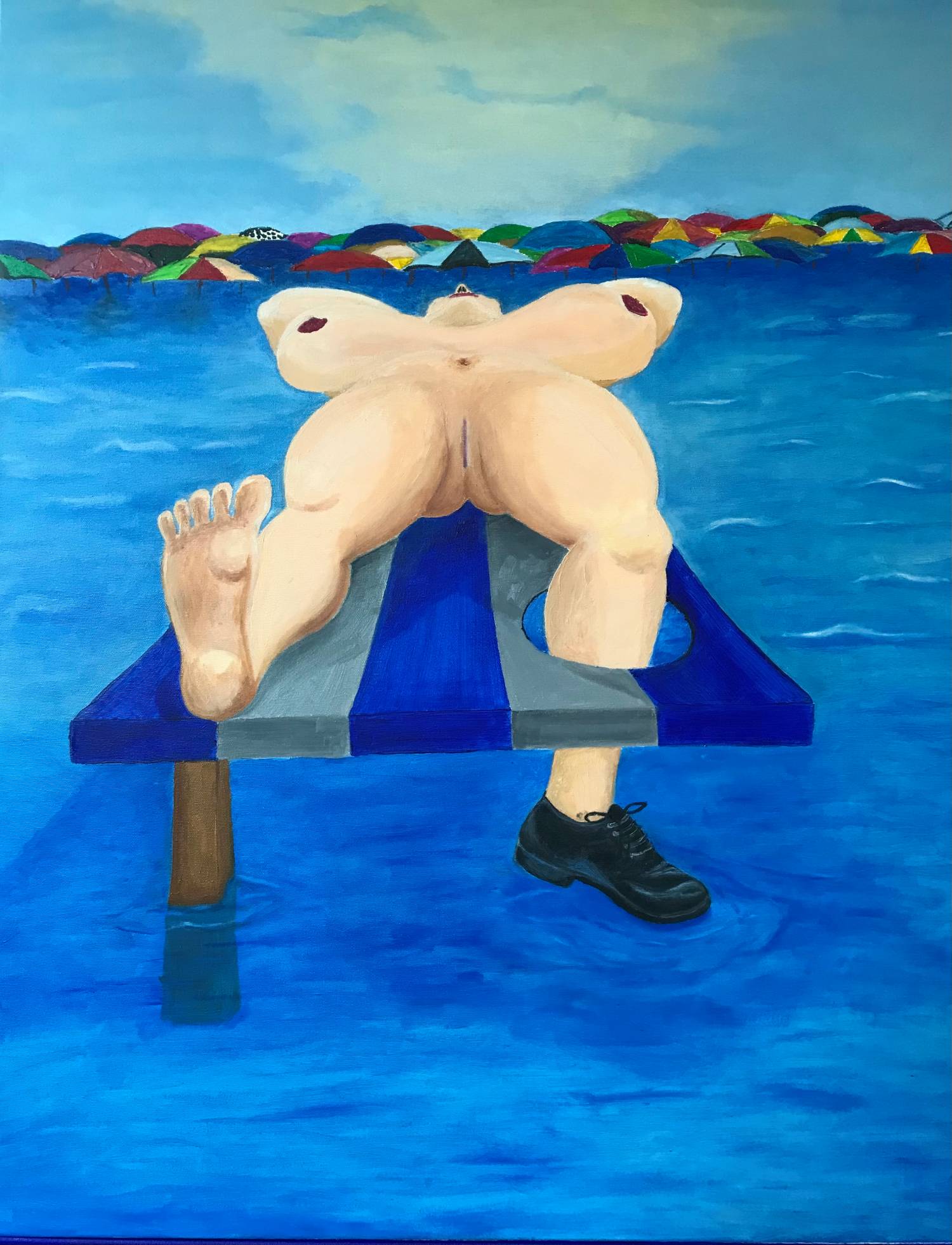 Vendita online opera di pittura a olio dal titolo "Nudo equilibrio" realizzata dall'artista contemporaneo Francesco Diana